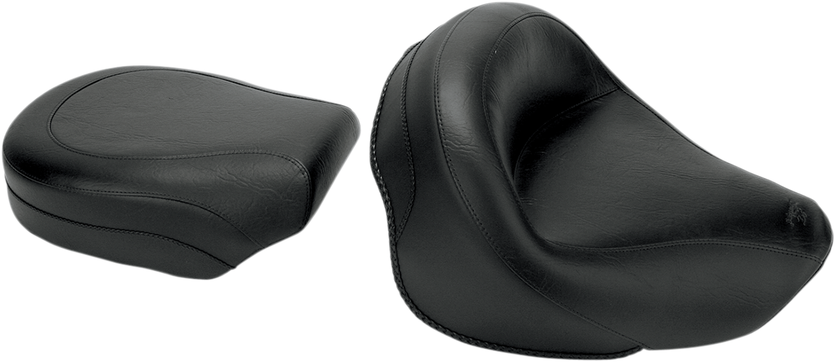 Mustang Seat - Vintage - Wide - Touring - Without Driver Backrest - Two-Piece - Smooth - Black - VN1600