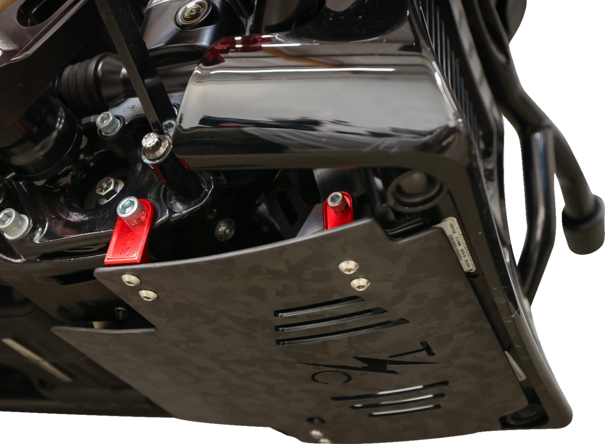 Thrashin Supply CO. Skid Plate - Carbon Fiber/Forged - With Red Brackets - FLHX/FLTRX