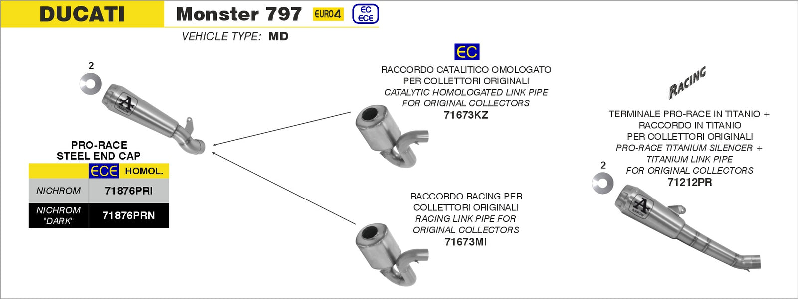 Arrow 71673KZ Catalytic Mid-Pipe For Stock Headers