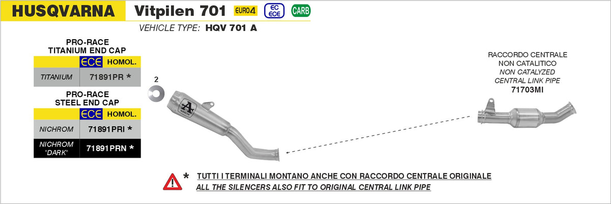 Arrow 71703MI Non Catalized Mid-Pipe