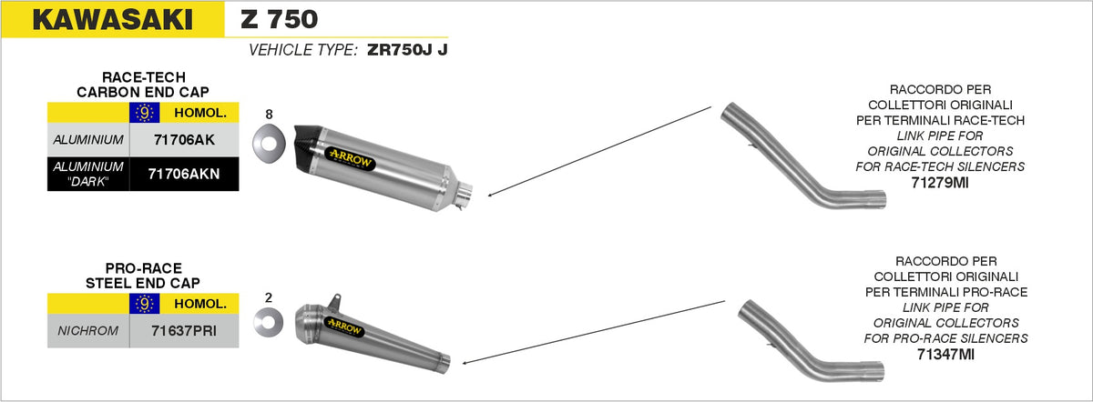 Arrow 71706AKN Race-Tech Aluminium Dark Slip On With Carbon End Cap