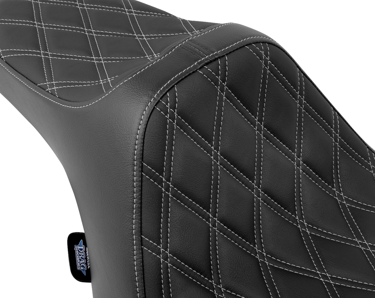 Drag Specialties Seats Predator III Seat - Double Diamond - Silver Stitched - FLT/FLH '23-'24