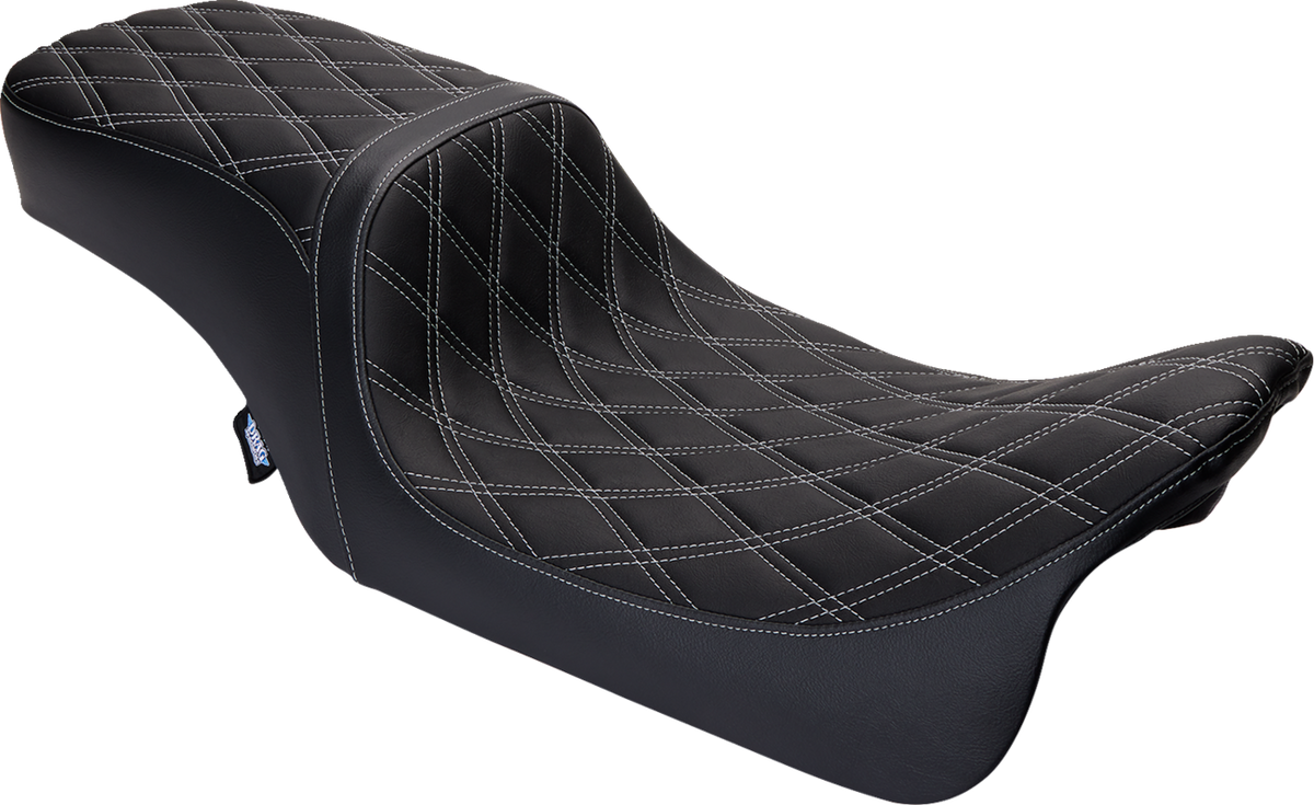 Drag Specialties Seats Predator 2-Up Seat - Vinyl - Double Diamond Silver Stitch - W/O Backrest - FL '08-'23