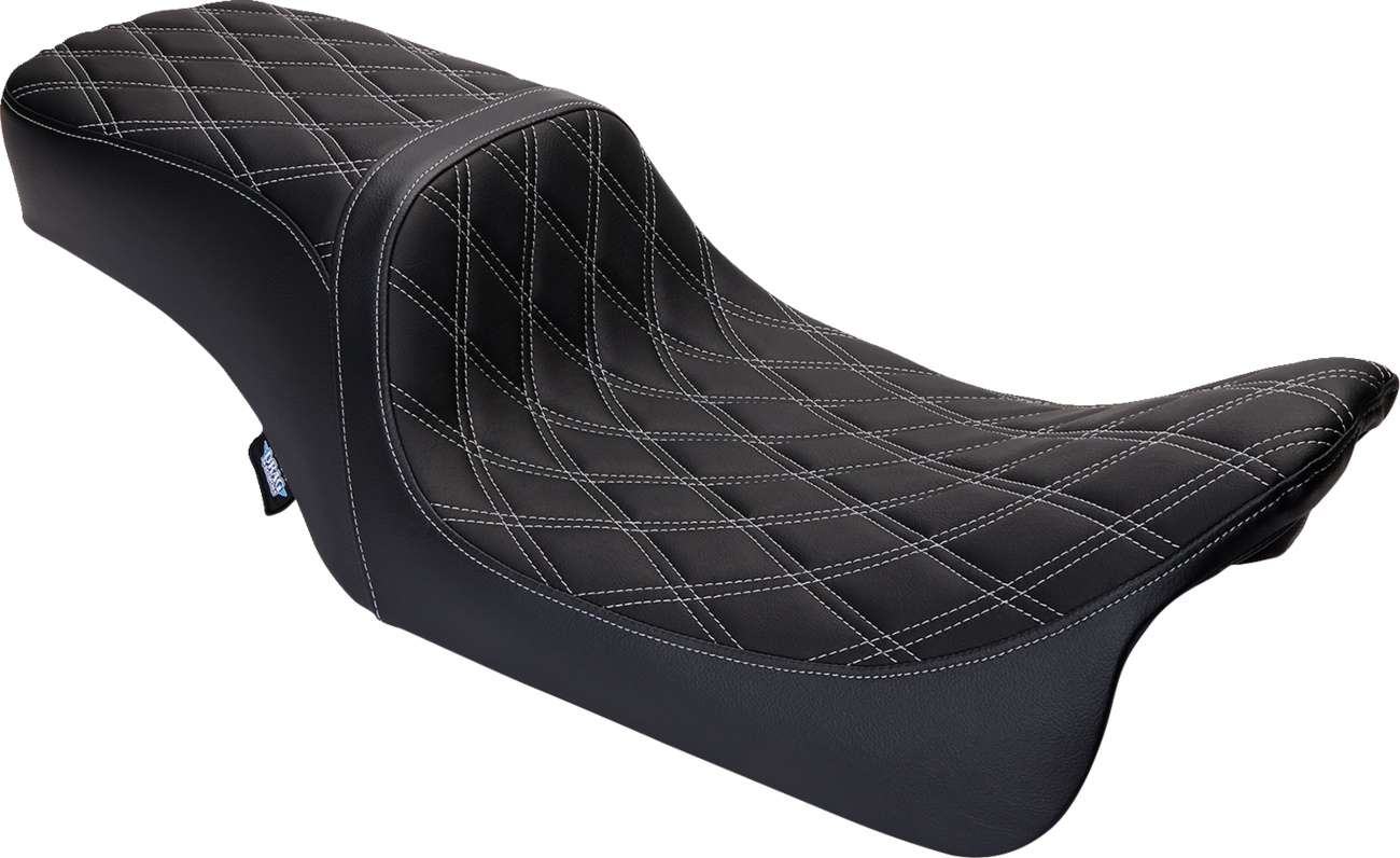 Drag Specialties Seats Predator 2-Up Seat - Vinyl - Double Diamond Silver Stitch - W/O Backrest - FL '08-'23