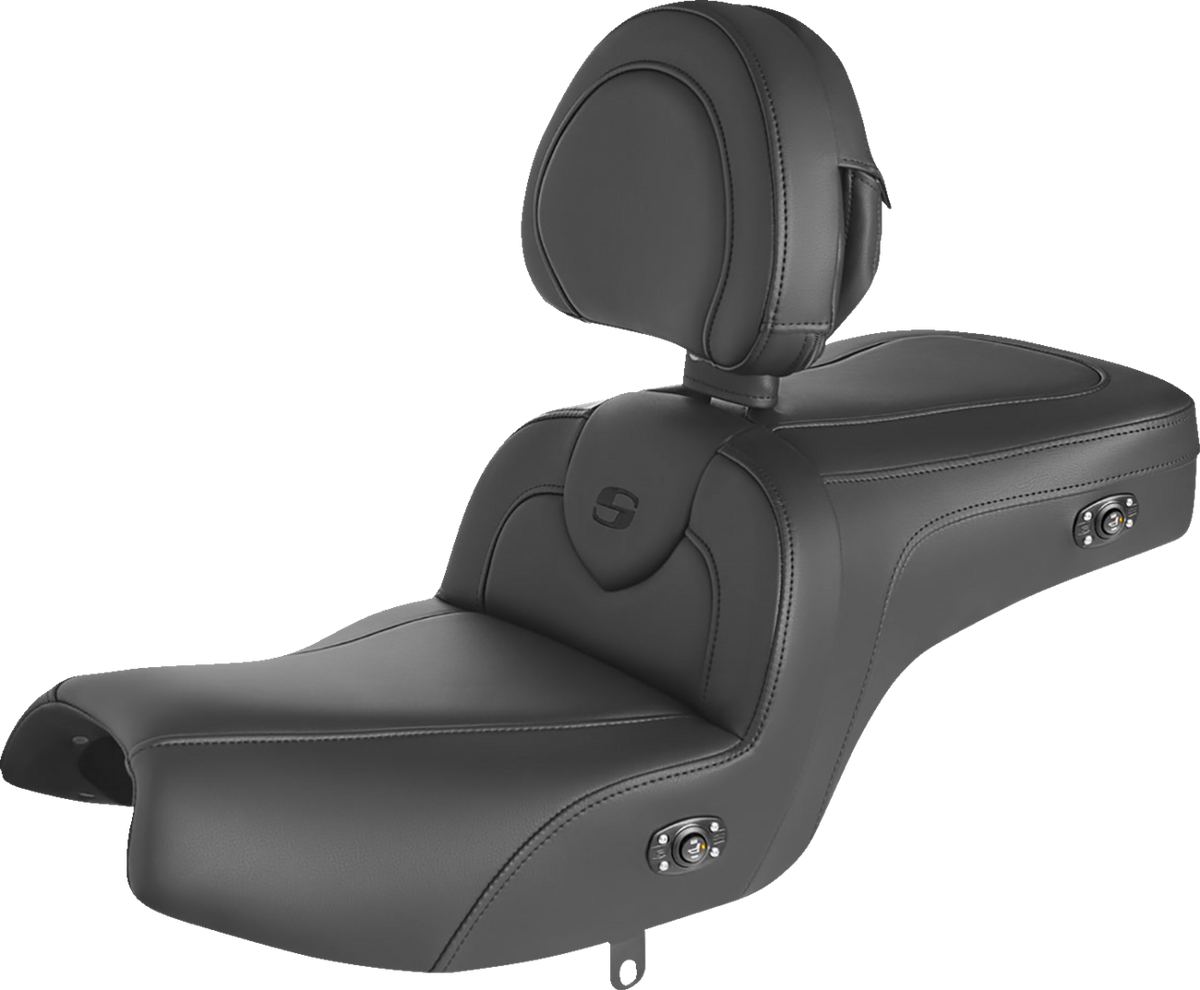 Saddlemen RoadSofa™ Seat - With Backrest - Black W/ Black Stitching - Heated - Challenger/Pursuit '20-'24