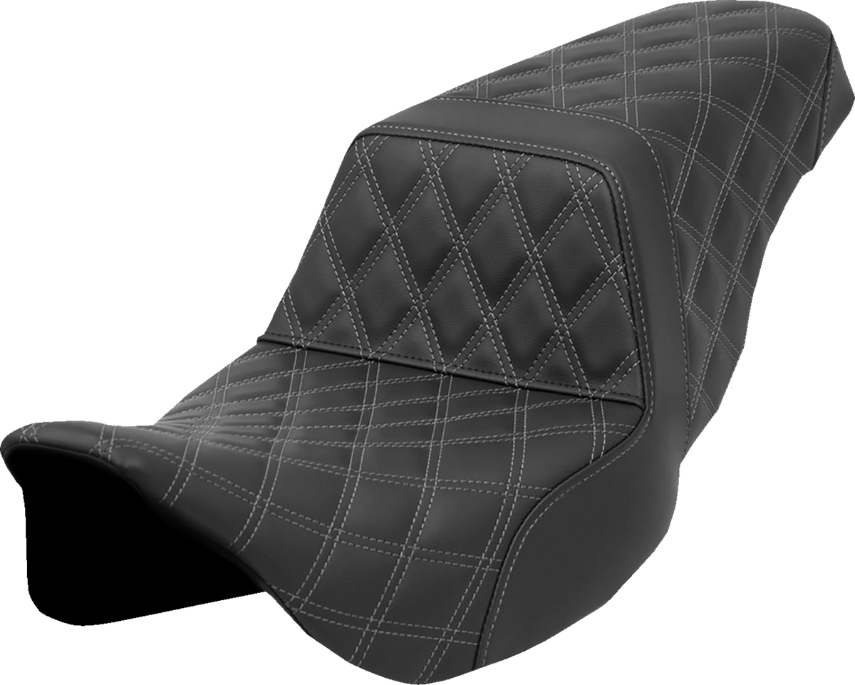 Saddlemen Step-Up Seat - Lattice Stitch - Gray Stitch - FLH/FLT '08-'23