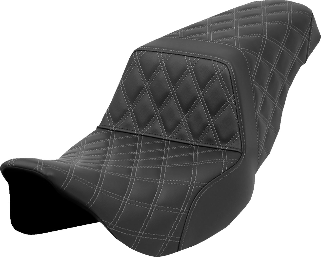 Saddlemen Step-Up Seat - Lattice Stitch - Gray Stitch - FLH/FLT '08-'23
