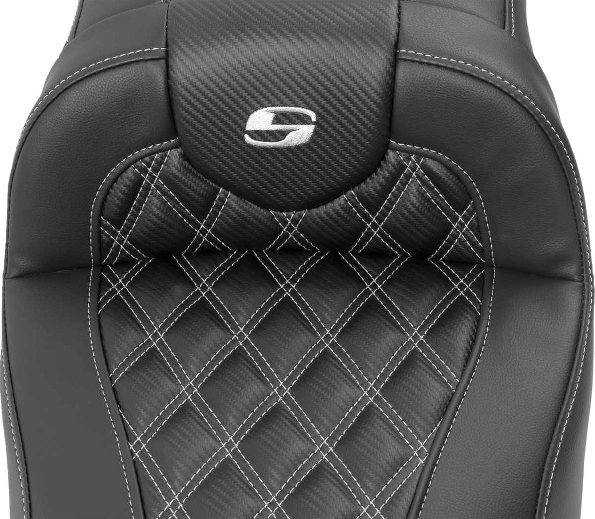 Saddlemen Roadsofa™ Extended Reach Seat - With Backrest - Lattice Stitch - Silver Stitch - FLTR/FLHX '23-'24