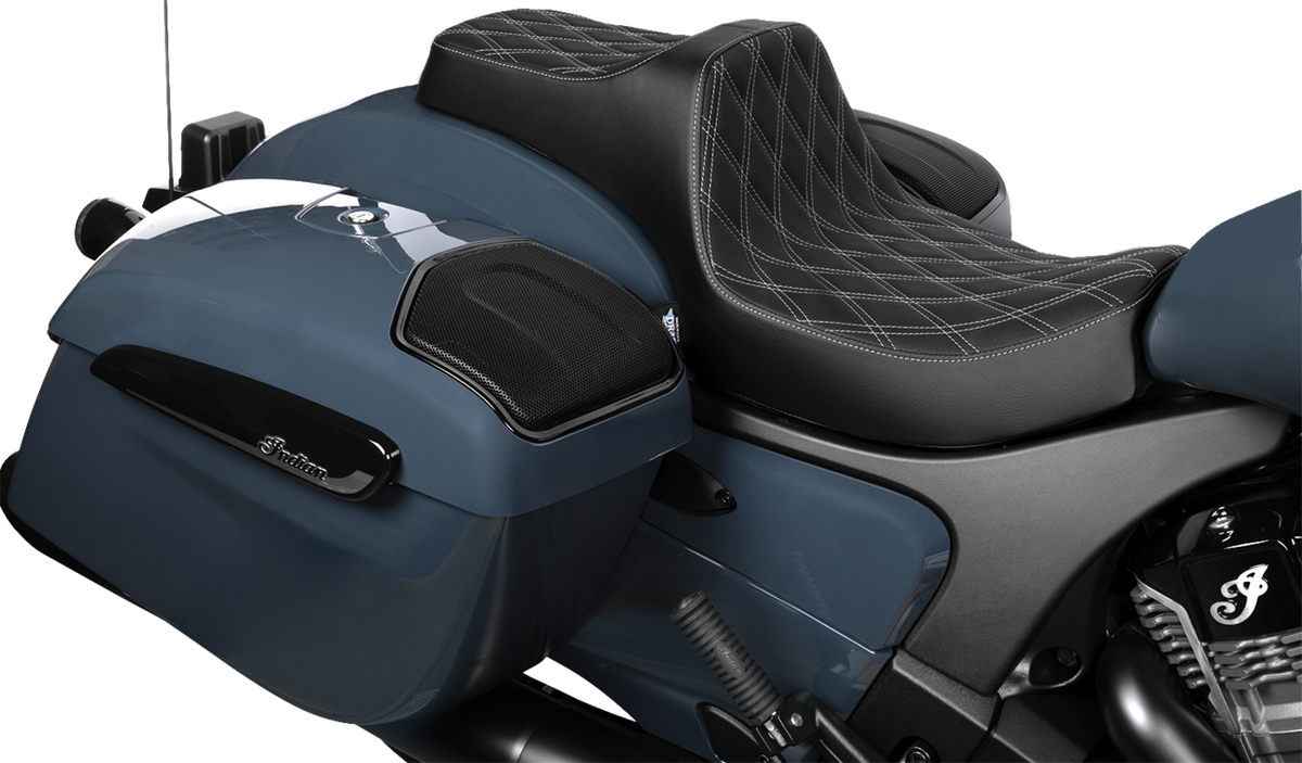 Drag Specialties Seats Predator III 2-Up Seat - Vinyl - Double Diamond - Silver Stitch - Chieftain '25/Challenger '20-'25