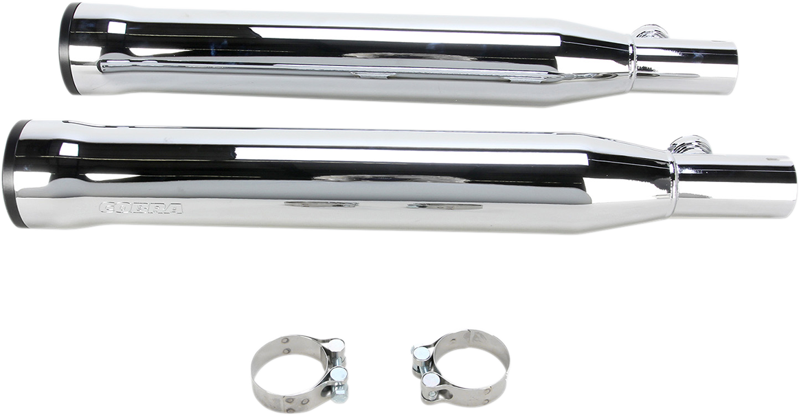 Cobra Slip-On Mufflers With Race Pro Tips - 3" - Chrome - '00-'06 FXST/B/C/S, FLST/C