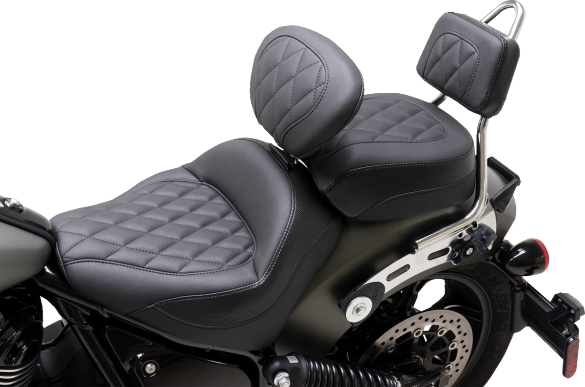Mustang Touring Sissy Bar Pad - Standard - Black - Diamond Stitch - Chief '22-'23