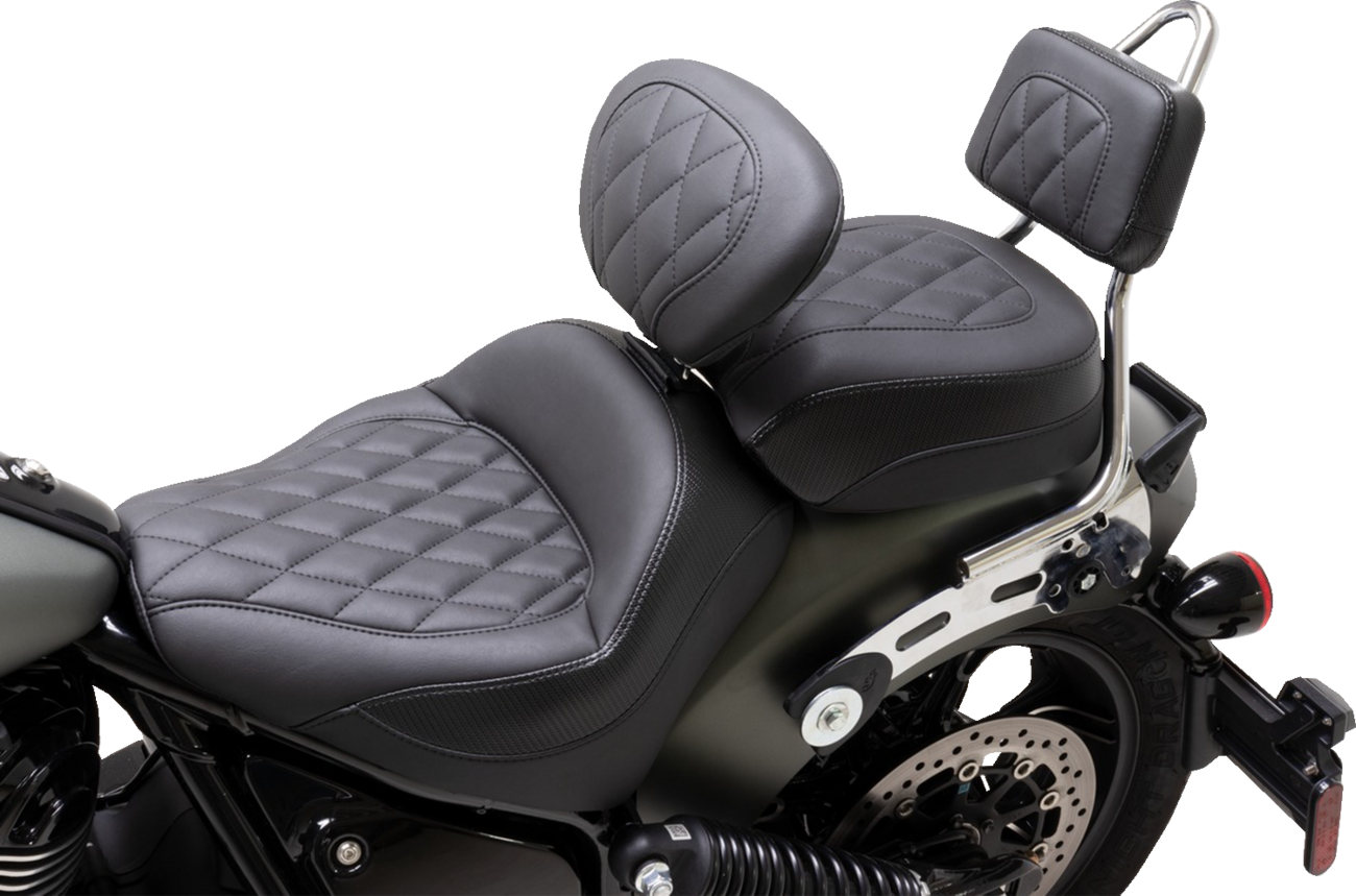 Mustang Touring Sissy Bar Pad - Standard - Black - Diamond Stitch - Chief '22-'23