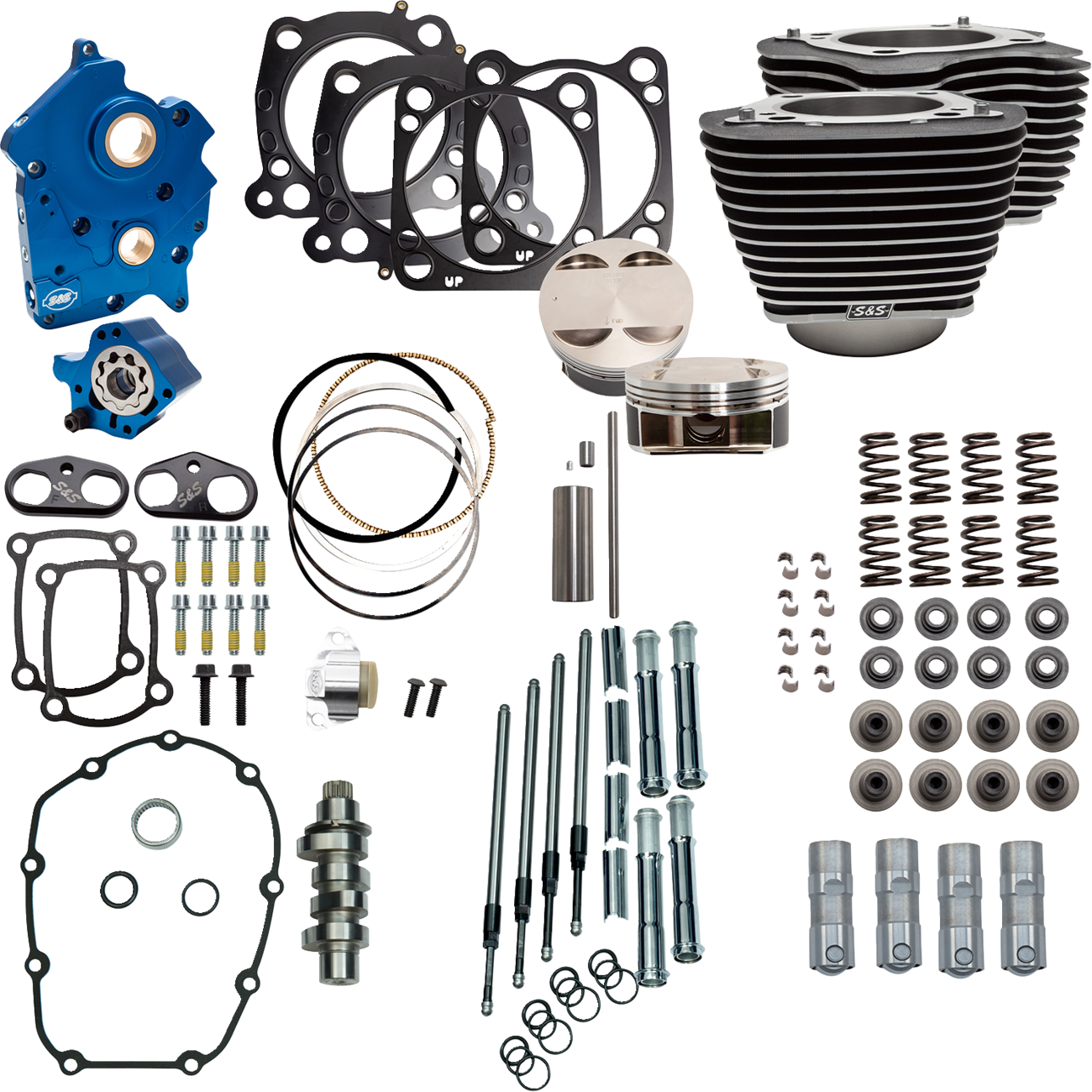 S&S Cycle Power Pack - Water Cooled - 550C - Wrinkle Black W/Highlight - Chrome Pushrod Tubes - M8