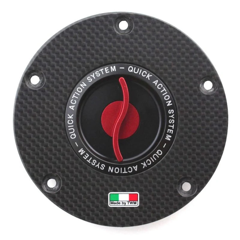TWM Quick Action Carbon Fiber Gas Cap For Ducati - TDFP.06 - Red