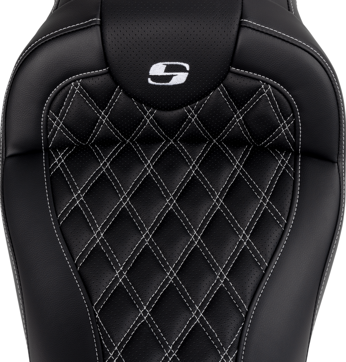 Saddlemen Roadsofa™ Seat - With Backrest - White Stitch - FL '08-'23