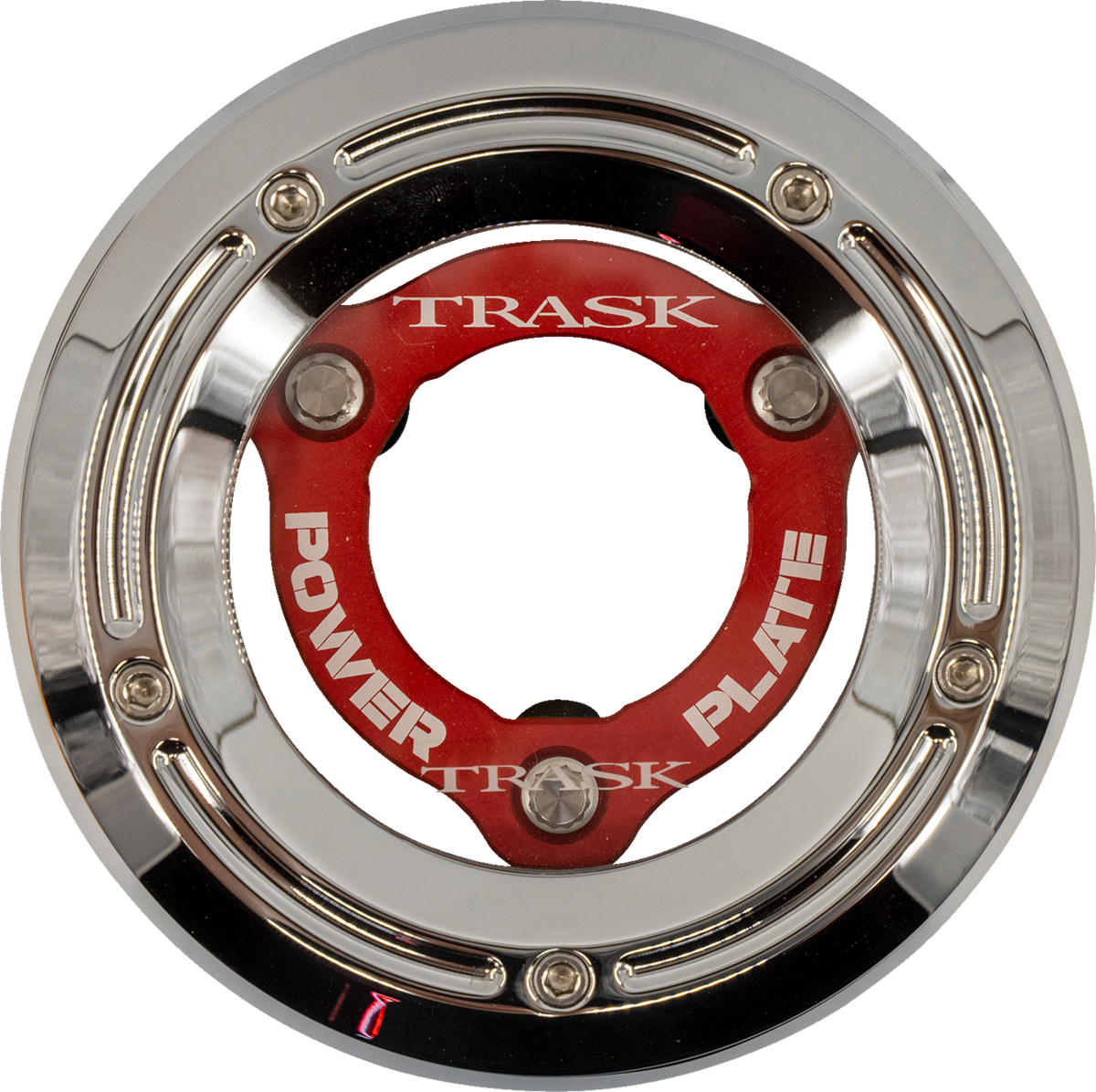Trask Derby Cover With Power Plate - Chrome/Red - Kit - '18-'25 Softail