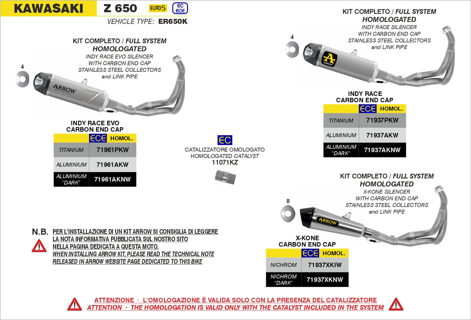 Arrow 71937PKW Indy Race Titanium Full System With Carbon End Cap