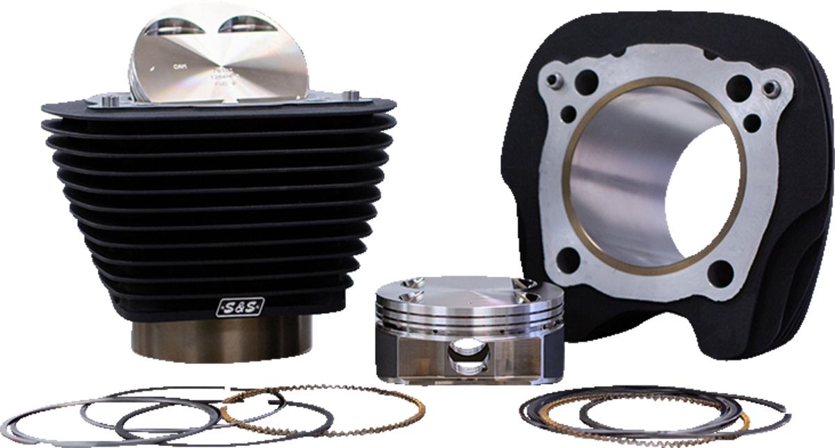S&amp;S Cycle 129" Big Bore Cylinder Kit - Wrinkle Black W/O Highlighted Fins - For 107" Engine - M8