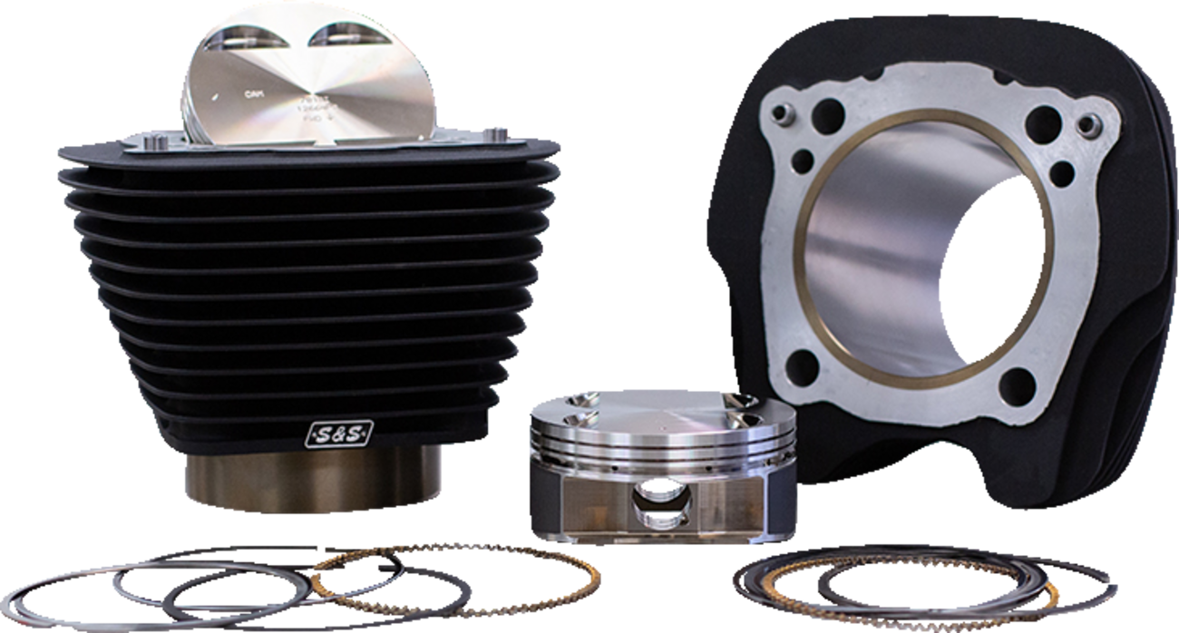 S&S Cycle 129" Big Bore Cylinder Kit - Wrinkle Black W/O Highlighted Fins - For 107" Engine - M8