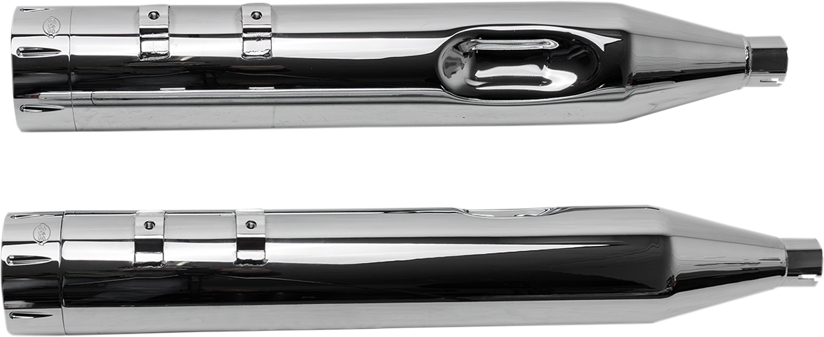 S&S Cycle 4-1/2" MK45 Performance Mufflers - Chrome With Chrome Tracer