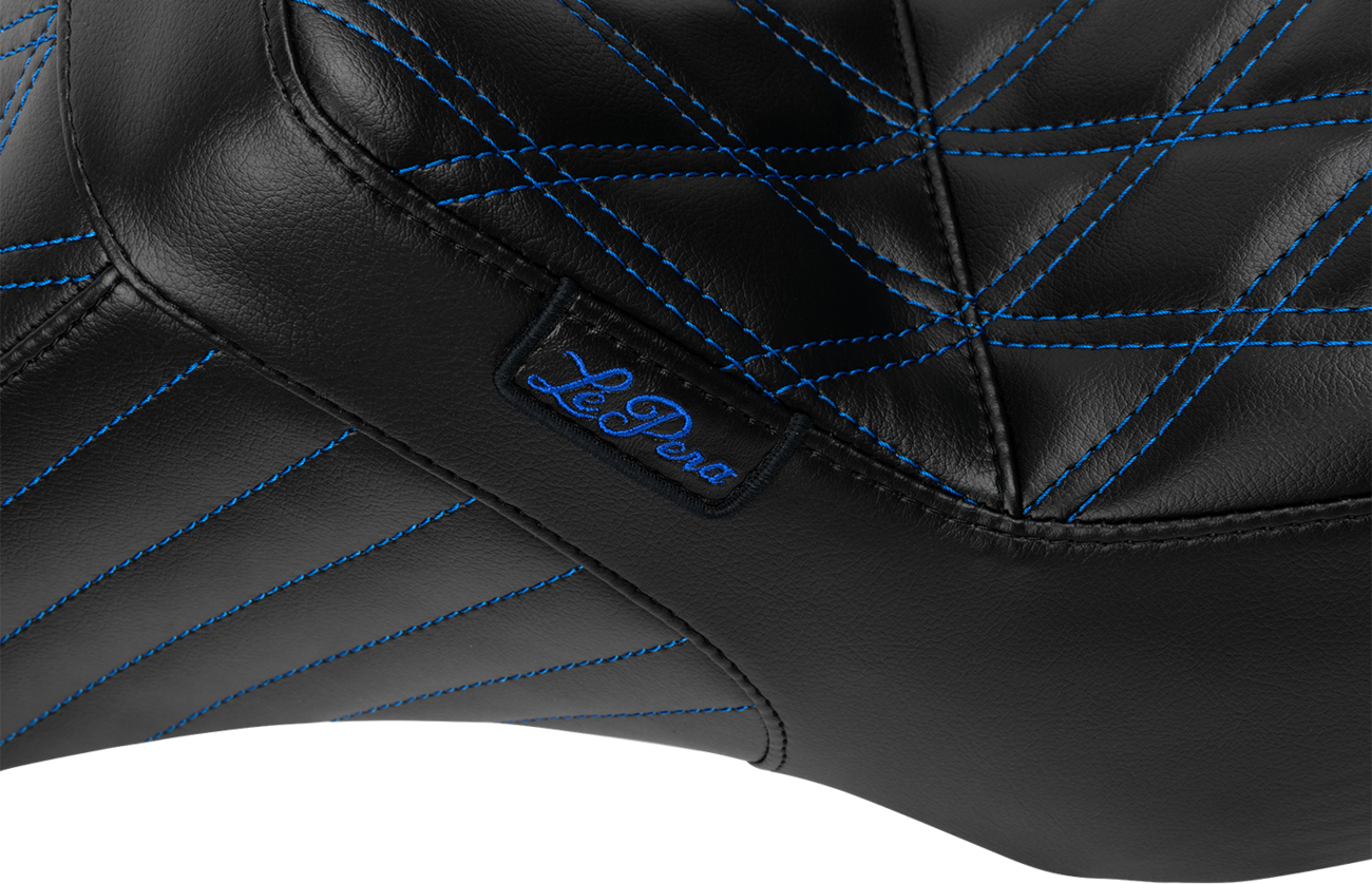 Le Pera Tailwhip Seat - Blue Double Diamond Stitch - FLH/FLT -'23-'25