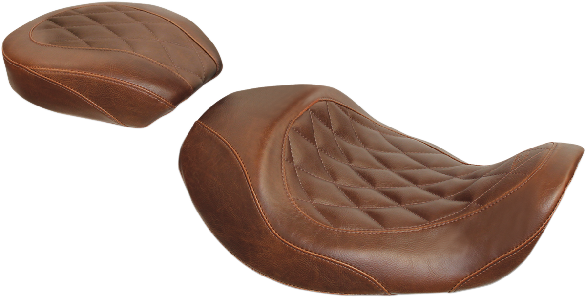 Mustang Forward Wide Tripper Solo Seat - Diamond - Brown - Dyna '06-'17