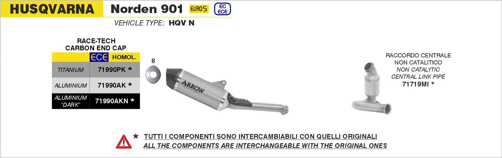 Arrow 71719MI Non Catalized Mid-Pipe