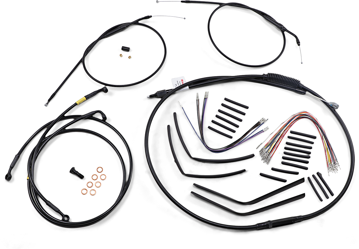Burly Brand Jail Bar Cable Kit - 12" Handlebars - Black Vinyl - '96-'05 Dyna