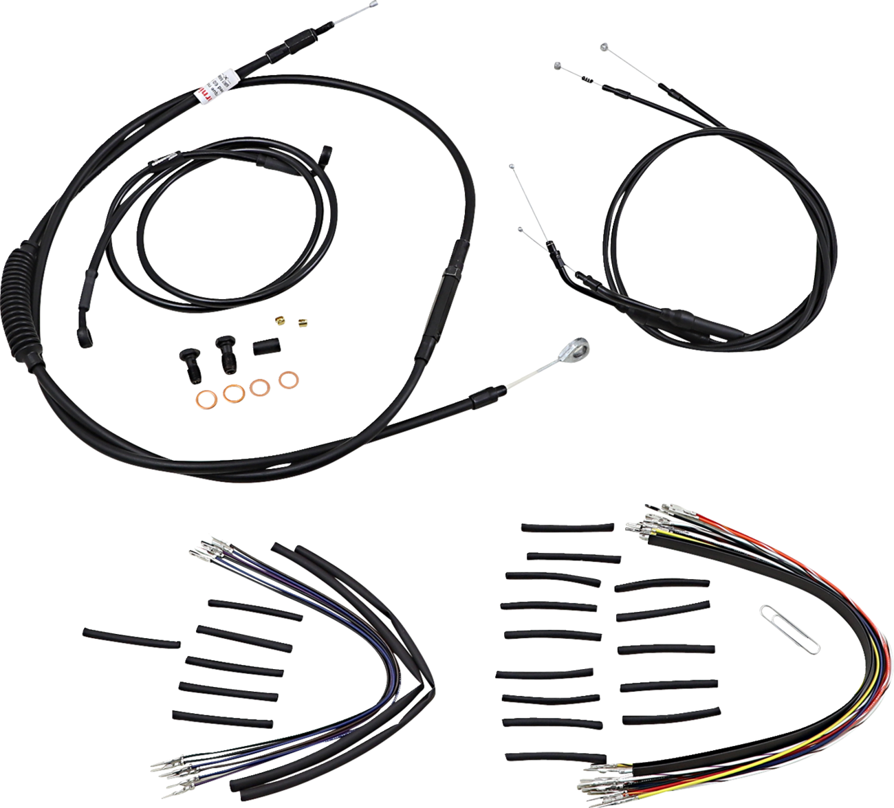 Burly Brand Jail Bar Cable Kit - 14" Handlebars - Black Vinyl - '07-'11 FXD