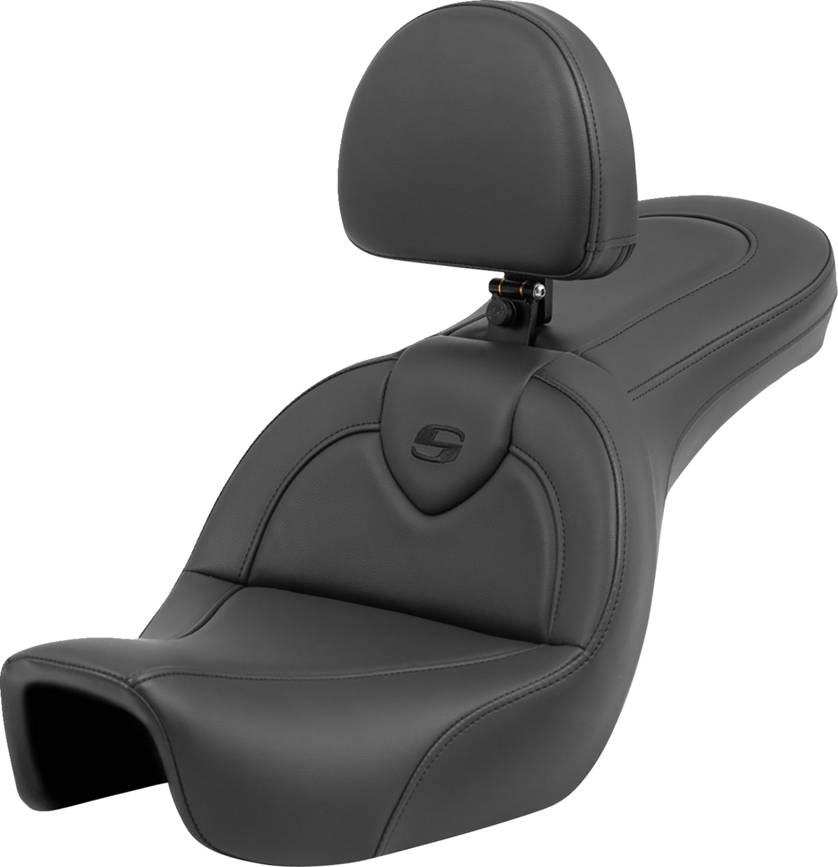 Saddlemen Roadsofa™ Seat - With Backrest - Black/Black Stitching - FXD '06-'17