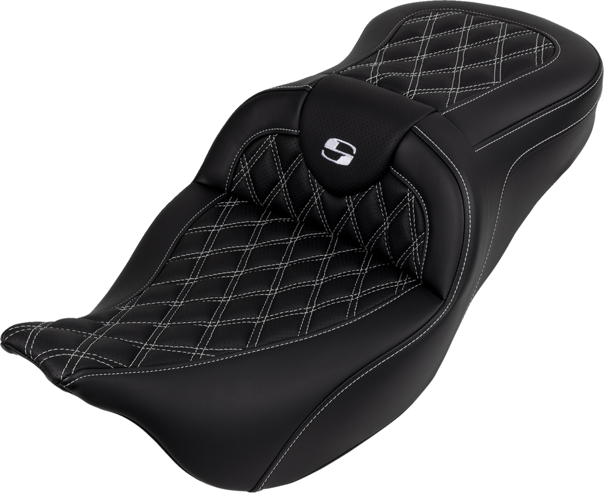 Saddlemen Roadsofa™ Seat - With Backrest - White Stitch - FL '08-'23