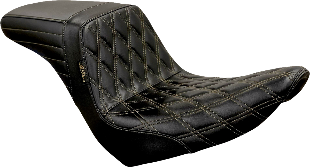 Le Pera Kickflip Seat - Diamond W/Chestnut Stitching - Black - Softail '18-'23