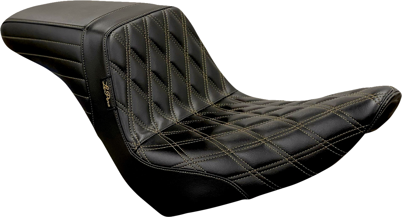 Le Pera Kickflip Seat - Diamond W/Chestnut Stitching - Black - Softail '18-'23