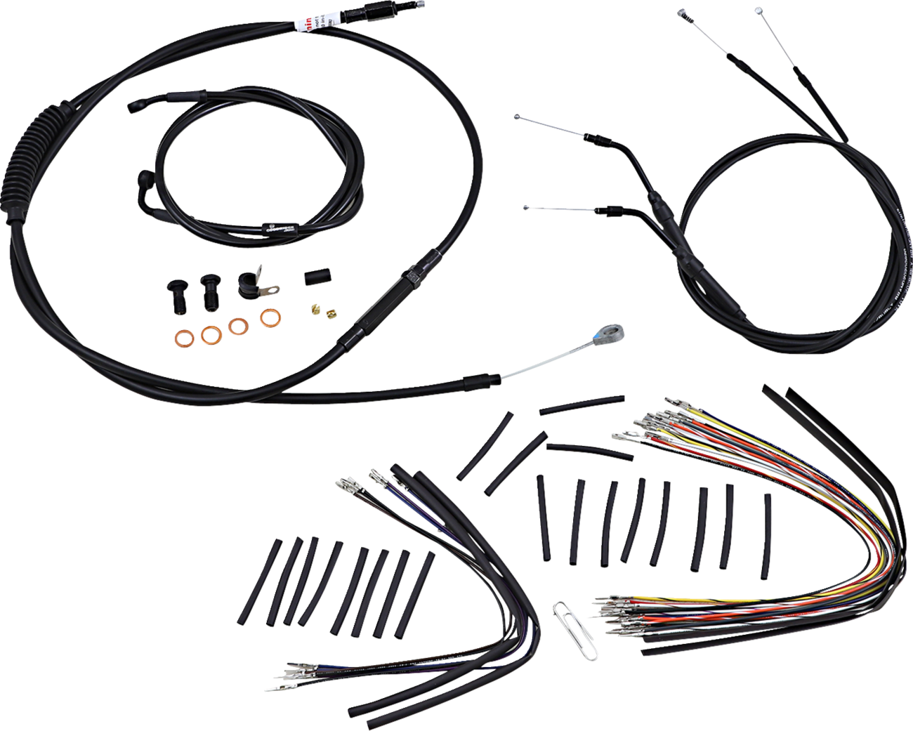 Burly Brand Complete Black Vinyl Handlebar Cable/Line Kit For Ape Hangers - 14" - '07-'11 FXDWG