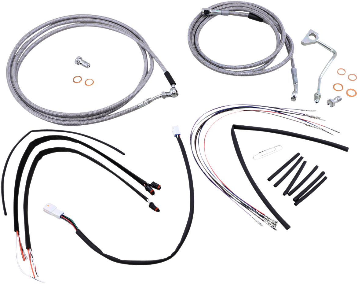 Burly Brand Complete Stainless Braided Handlebar Cable/Brake Line Kit - 16" Ape Hangers - '15-'16 FLTR