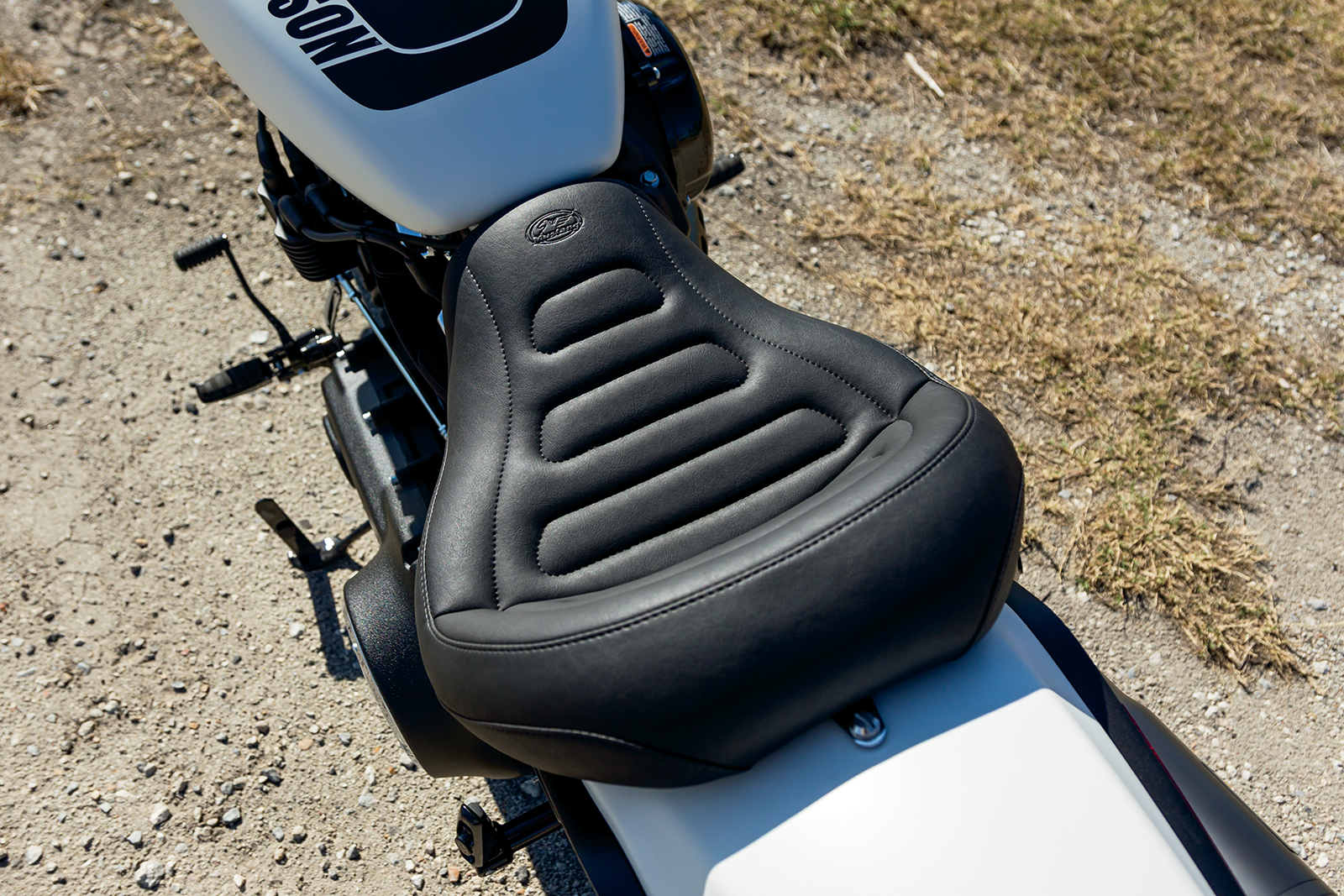 Mustang Max Profile Solo Touring Seat - Without Driver Backrest - Black - Trapezoid Stitch - FXFB/FXFBS