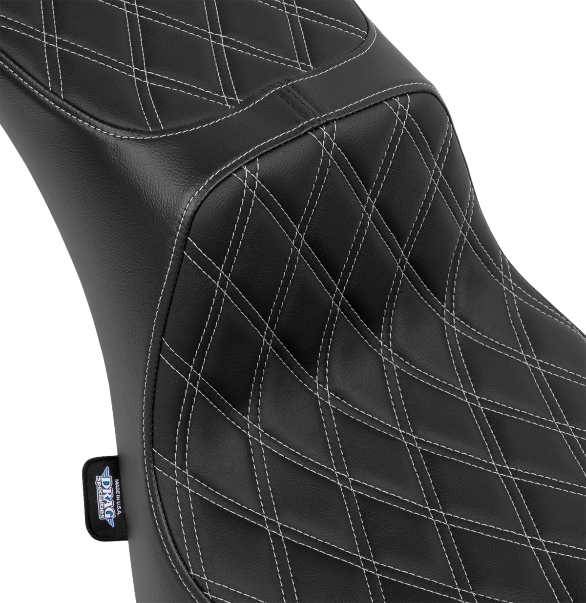 Drag Specialties Seats Performance Predator 2-Up Seat - Vinyl - Double Diamond - Silver Thread - FL '00-'17