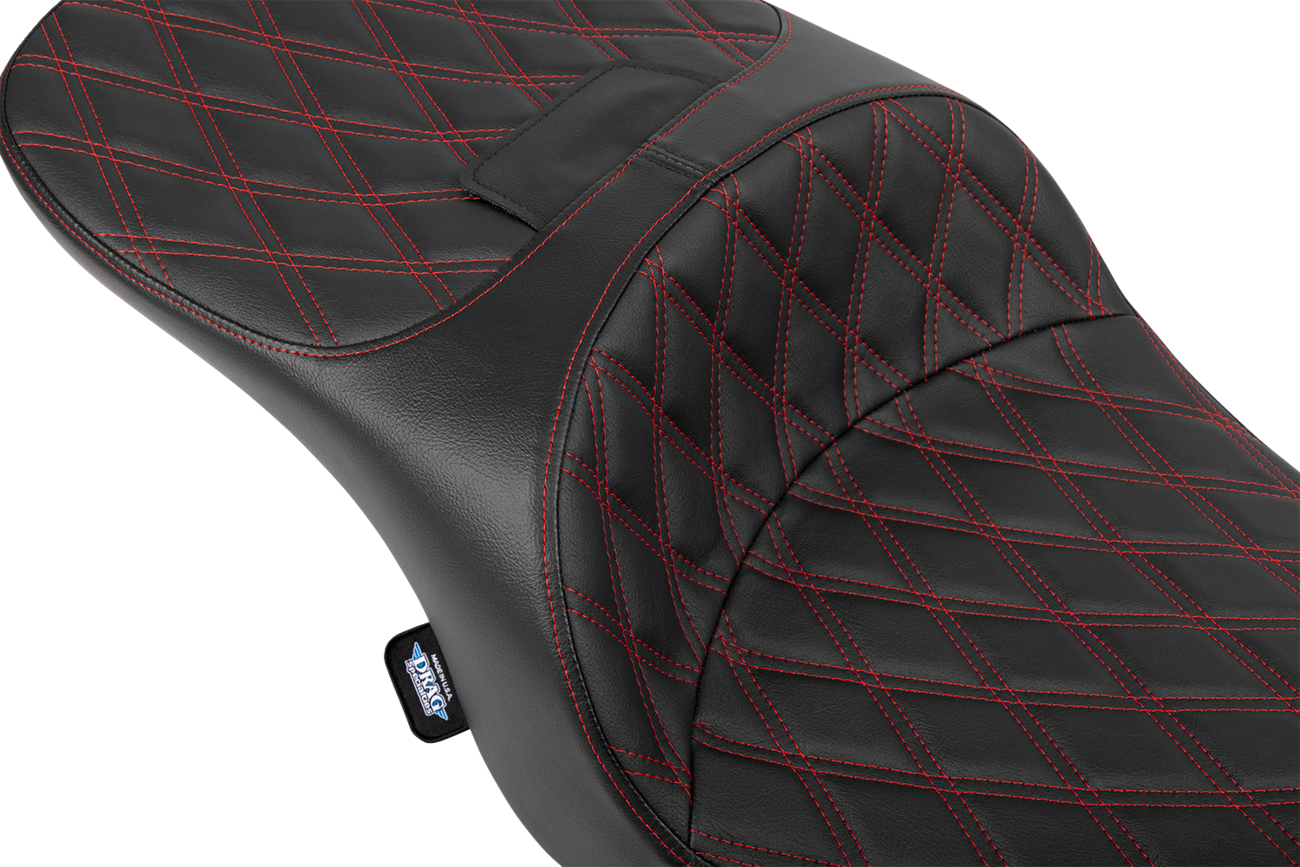 Drag Specialties Seats Freedom Seat - Black - Vinyl - Red Double Diamond Stitch - FLT/FLH '23-'25