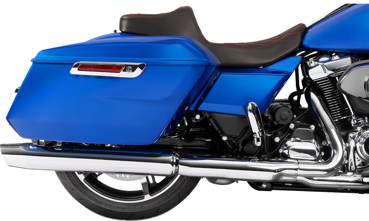 Drag Specialties Seats Extended Reach Predator III Seat - Vinyl - Red Double Diamond Stitch - FLT/FLH '23-'25