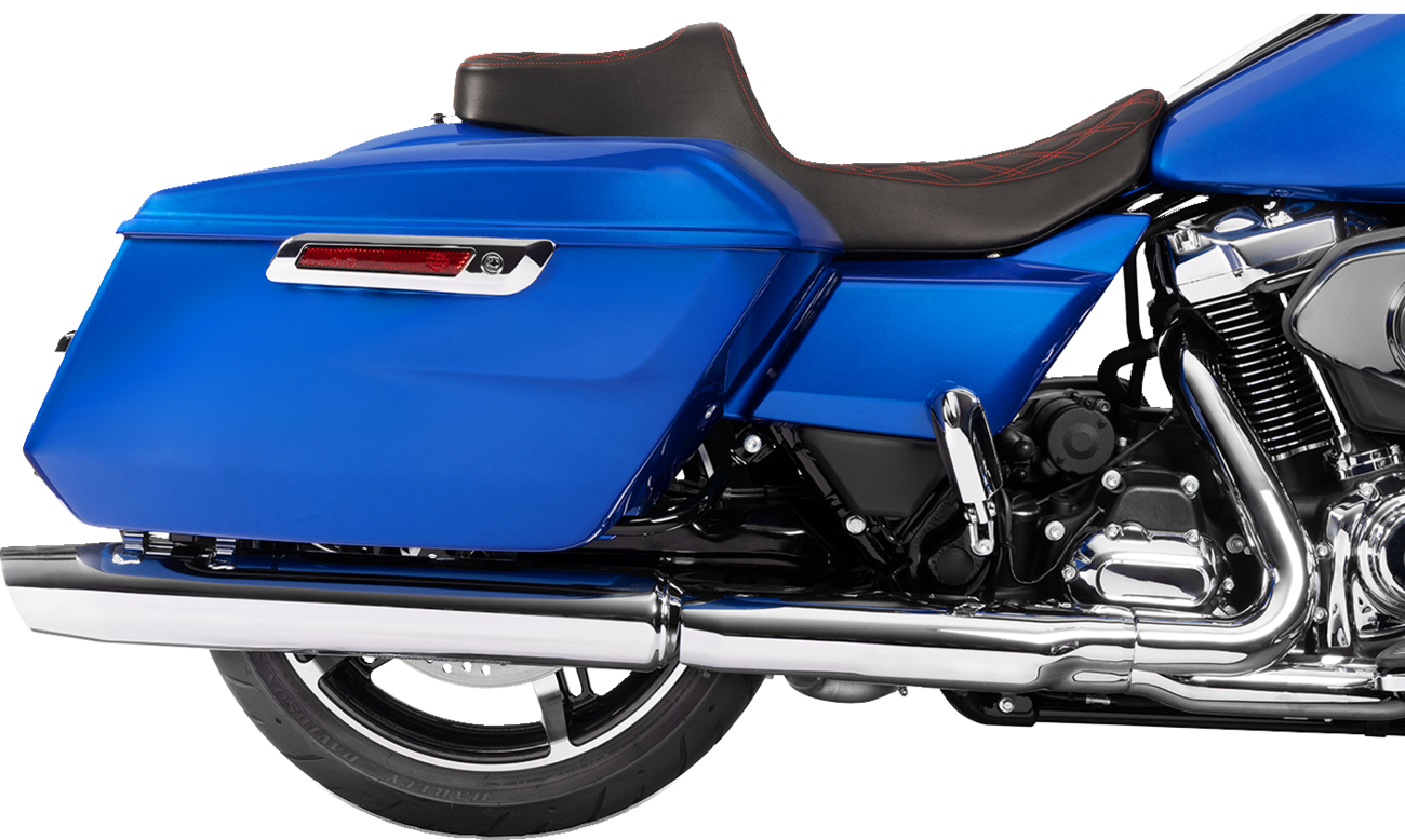 Drag Specialties Seats Extended Reach Predator III Seat - Vinyl - Red Double Diamond Stitch - FLT/FLH '23-'25