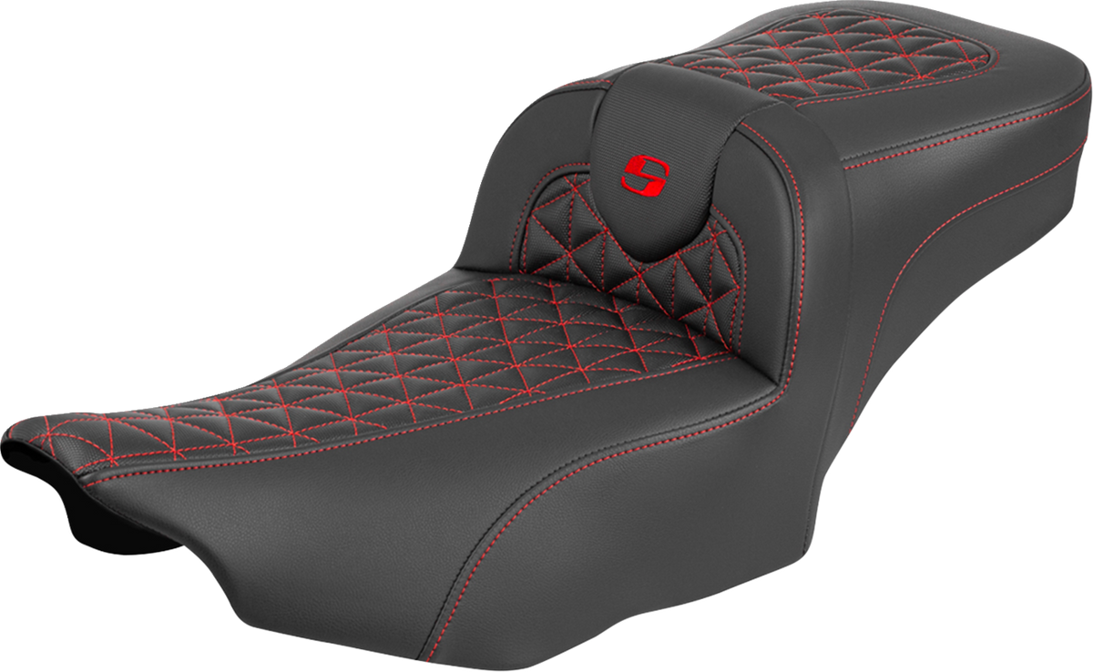 Saddlemen Roadsofa™ Extended Reach Seat - Without Backrest - Red Stitch - FLH/FLT '23-'25