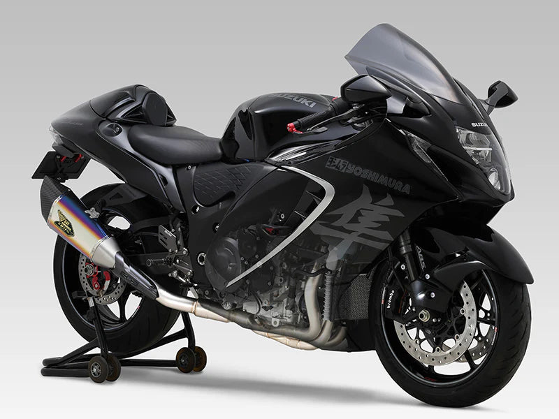Yoshimura HAYABUSA 2021-23 JMCA RACE R-11Sq R TITANIUM FULL SYSTEM WITH TITANIUM BLUE SLEEVE