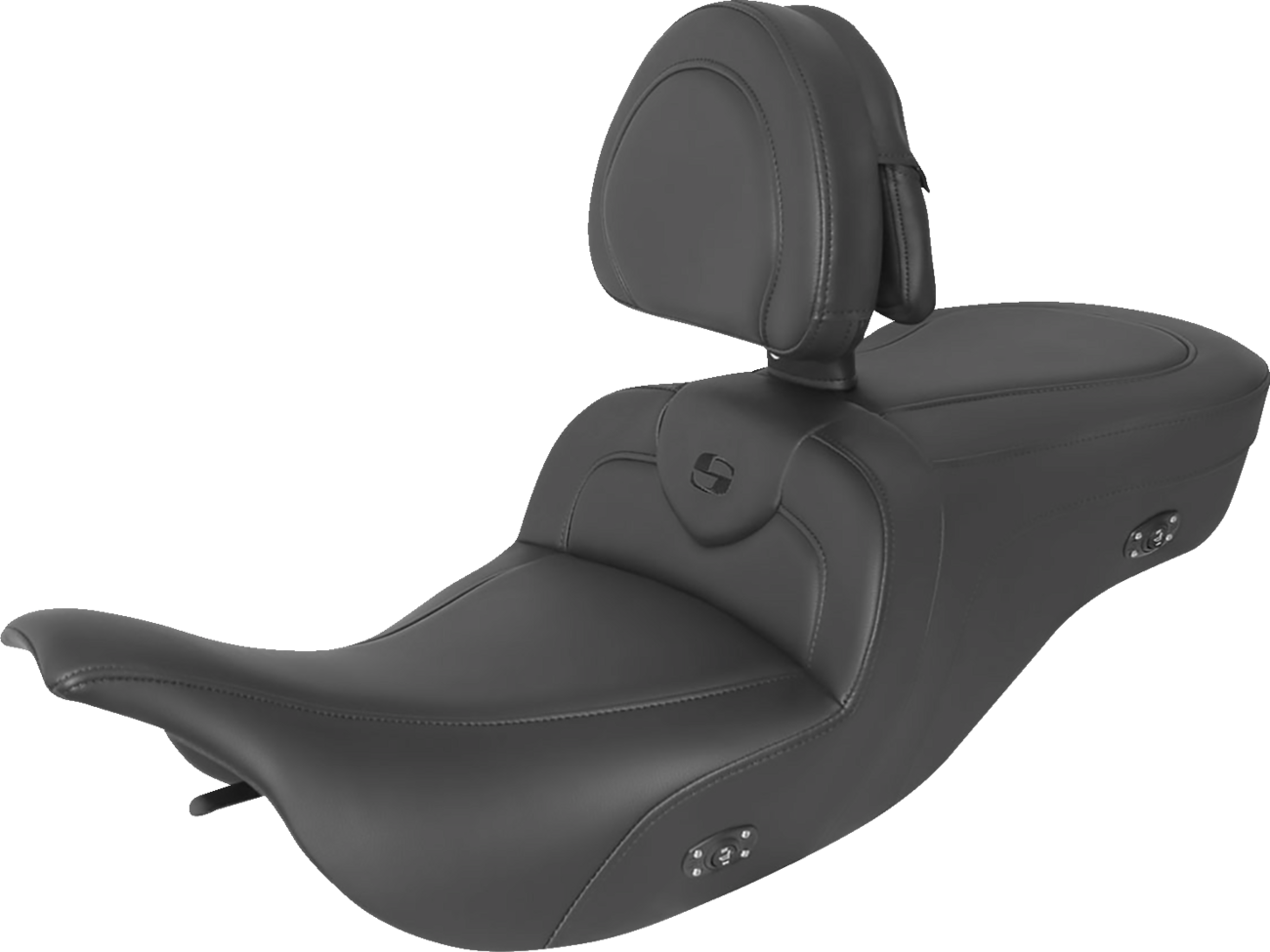 Saddlemen Heated RoadSofa™ Seat - With Backrest - Black W/Black Stitching