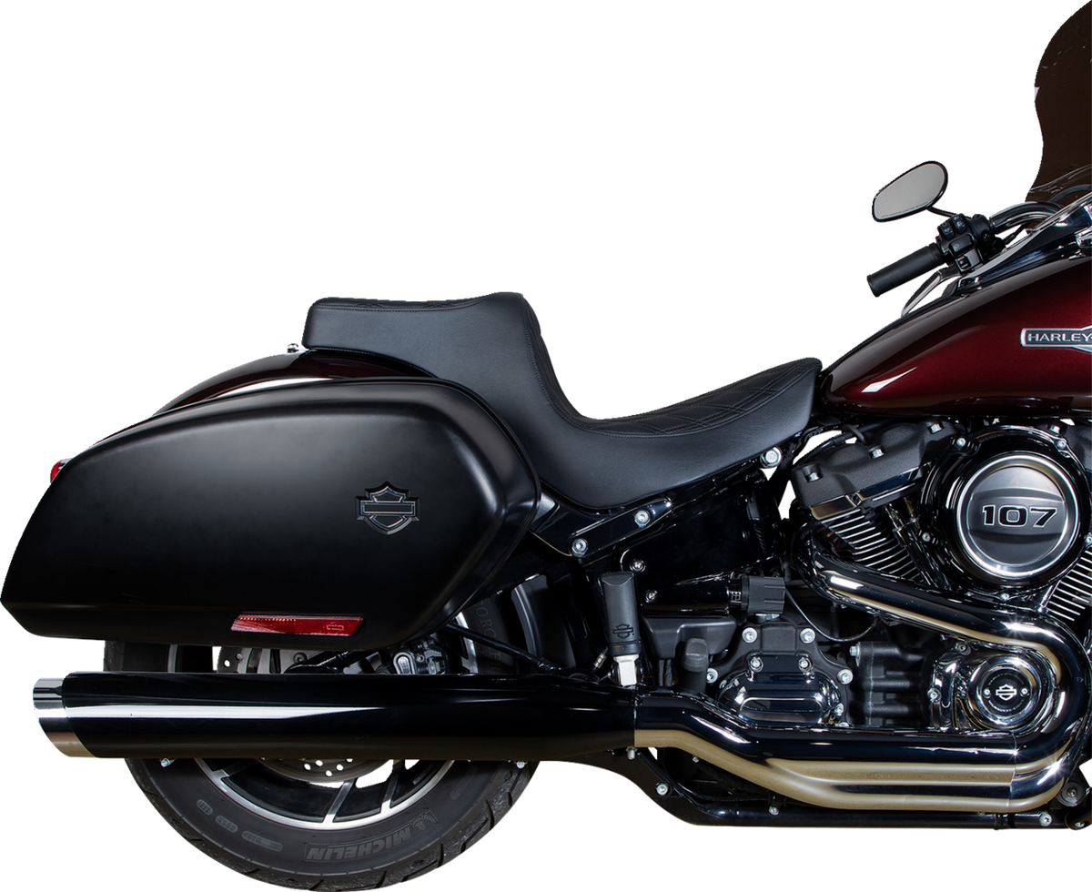 Drag Specialties Seats Predator III 2-Up Seat - Vinyl - Double Diamond - Black Stitching - FL/FX '18-'24