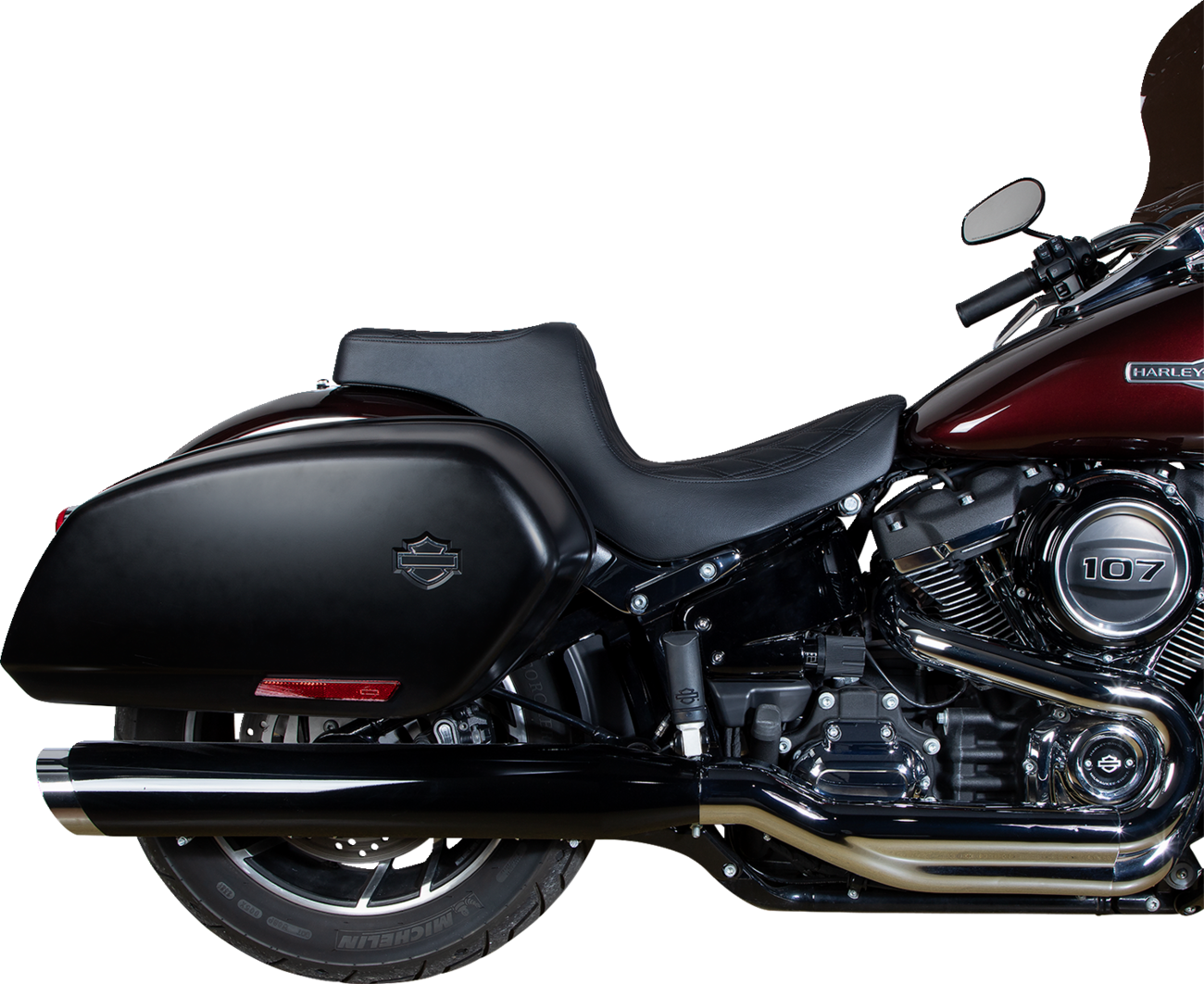 Drag Specialties Seats Predator III 2-Up Seat - Vinyl - Double Diamond - Black Stitching - FL/FX '18-'24