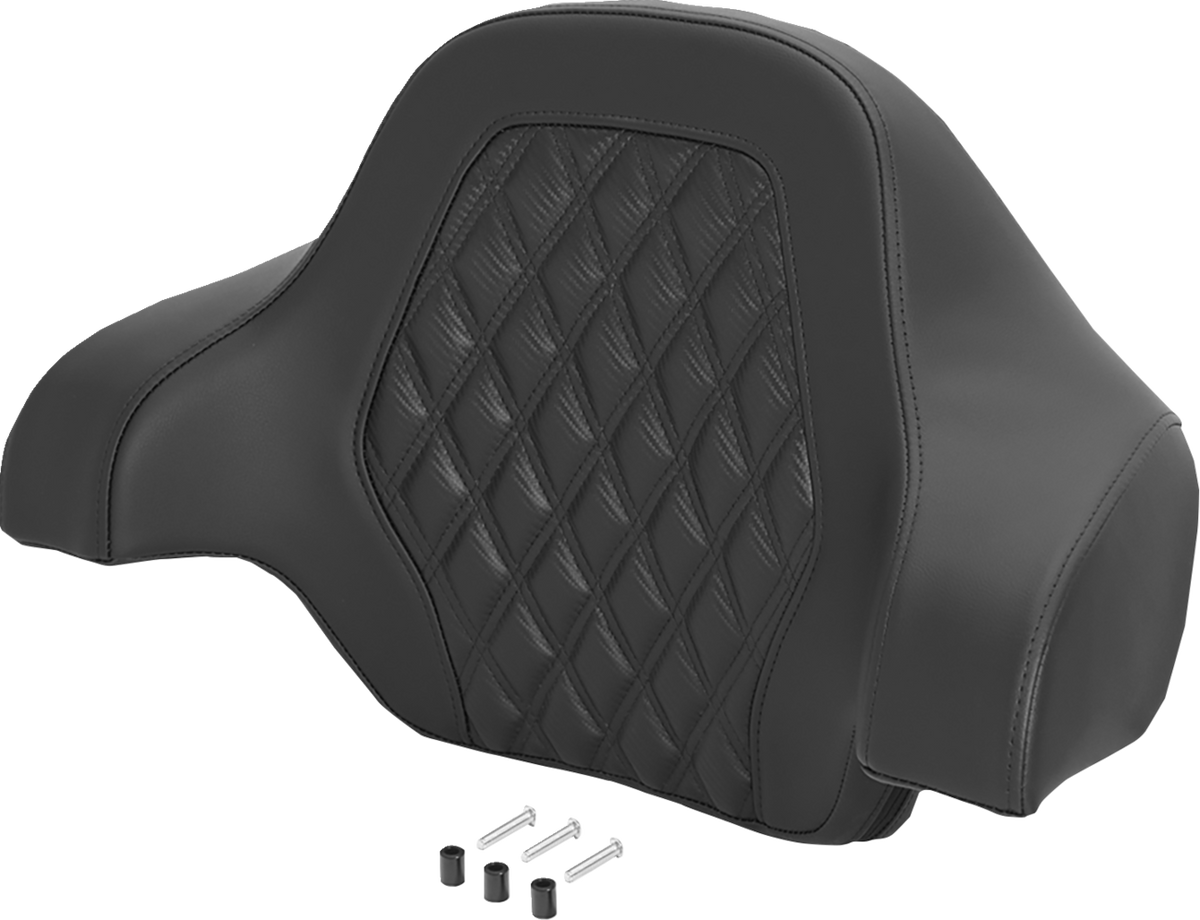 Saddlemen Deluxe Tour Pack Sissy Bar Pad - Black / Black Stitching / Carbon Fiber / Lattice Stitched