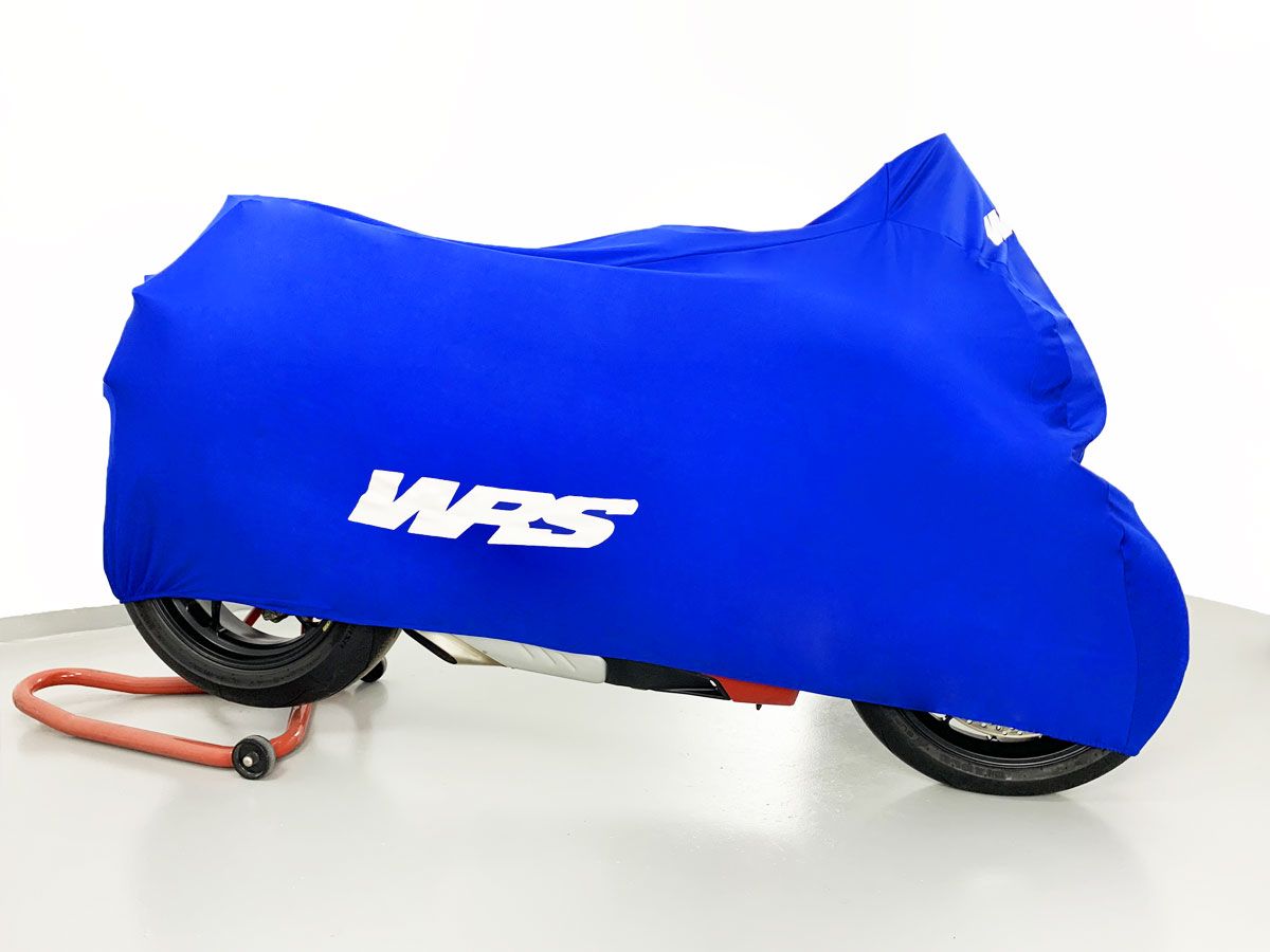 WRS UNIVERSAL BLU MOTORCYCLE COVER WITH WHITE LOGO