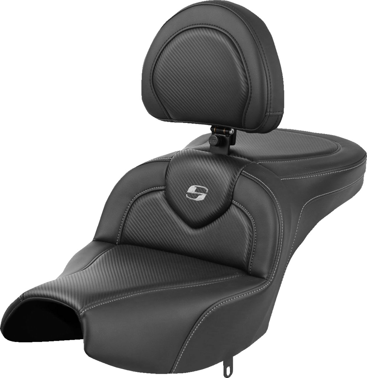 Saddlemen Roadsofa™ Seat - With Backrest - Black - Carbon Fiber - Indian Pursuit '22-'24