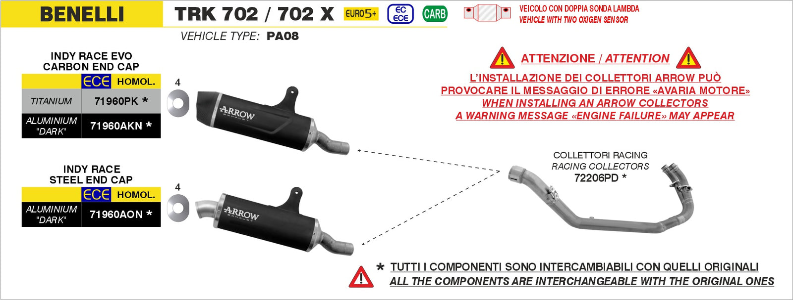 Arrow 71960AKN Indy Race Evo Aluminium Dark Slip On With Carbon End Cap