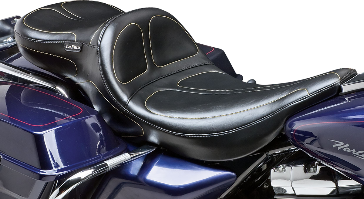 Le Pera Maverick Daddy Long Legs Seat - Black - Stitched - FLHR '02-'07